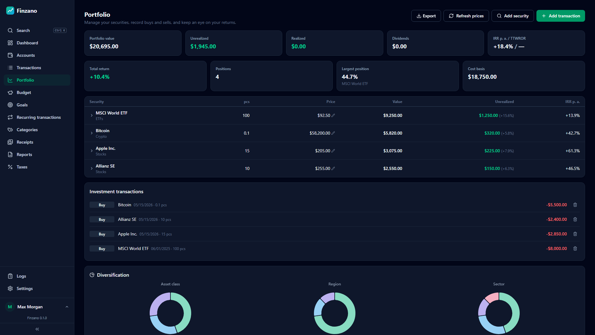 Finzano — Portfolio